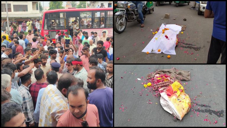dead cow body found near temple in isanpur