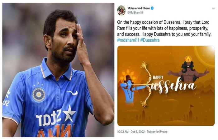 ક્રિકેટર મહોમ્મદ શમીની દશેરા શુભકામનાઓ