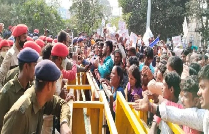 પટનામાં પાસી સમુદાયના પ્રદર્શનકારીઓ