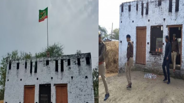 બારાબંકીમાં ઇસ્લામિક ઝંડો ફરકાવ્યો