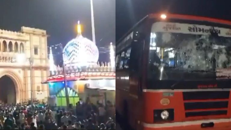 જૂનાગઢ-વિજયનગર બસ ઉપર પથ્થરમારો