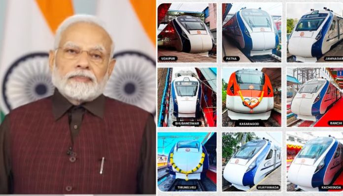 PM નરેન્દ્ર મોદીએ વંદે ભારત એક્સપ્રેસને બતાવી લીલી ઝંડી ટ્રેન