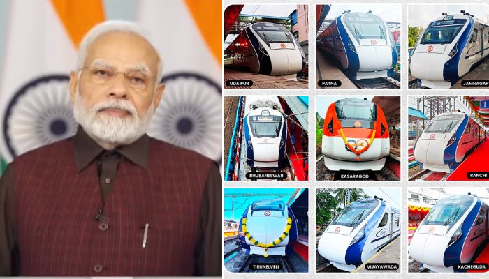 PM નરેન્દ્ર મોદીએ વંદે ભારત એક્સપ્રેસને બતાવી લીલી ઝંડી ટ્રેન