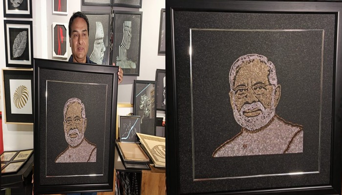 સુરતના ડાઈમંડથી મોદીનું પોટ્રેટ
