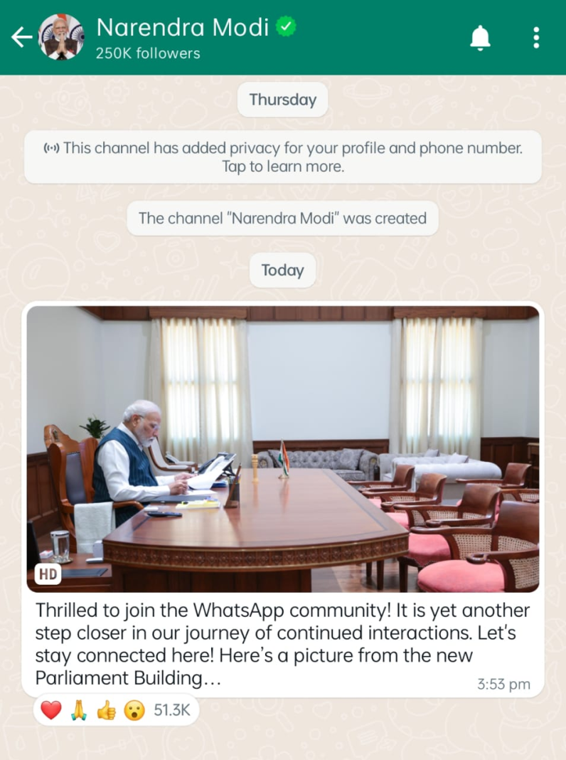મોદી વોટ્સએપ ચેનલ