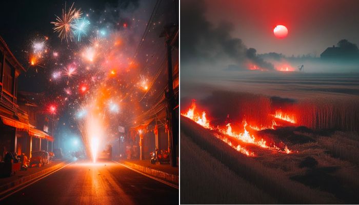 ફટાકડા પરાળ પ્રદુષણ