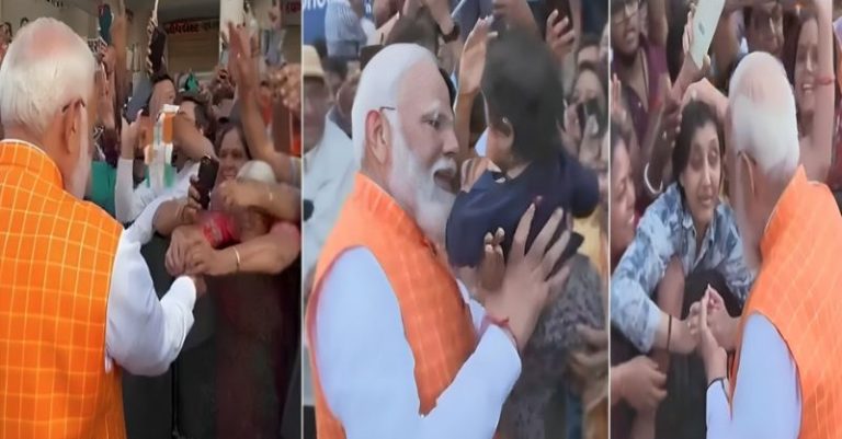 PM મોદી અનોખા અંદાજમાં રાખડી પ્રજ્ઞાચક્ષુ મહિલા બાળકો ઓટોગ્રાફ