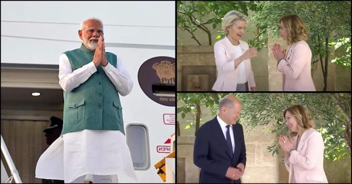 G7 મોદી મેલોનીએ નમસ્તેની