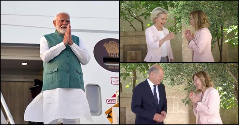 G7 મોદી મેલોનીએ નમસ્તેની