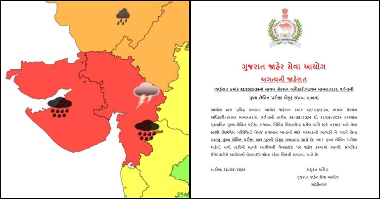 ગુજરાતમાં પૂર વરસાદ પરીક્ષાઓ