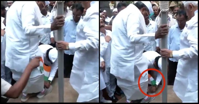 સિદ્ધારમૈયા જૂતા રાષ્ટ્રધ્વજ