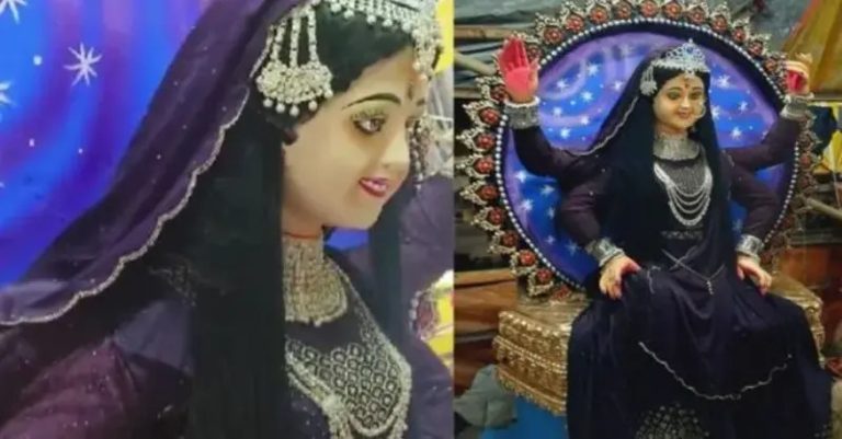 ઇન્દોરમાં દુર્ગામાતાની પ્રતિમાને બુરખા