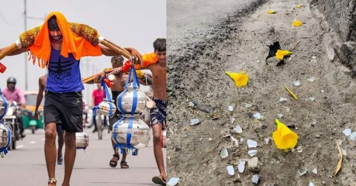 દિલ્હી કાવડ યાત્રાના માર્ગ પર કાચના