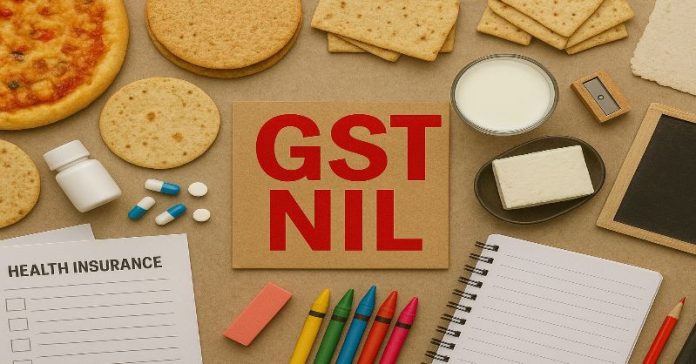 વિવિધ વસ્તુઓ GST Nil