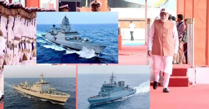 પીએમ મોદીએ નૌકાદળને યુદ્ધજહાજો